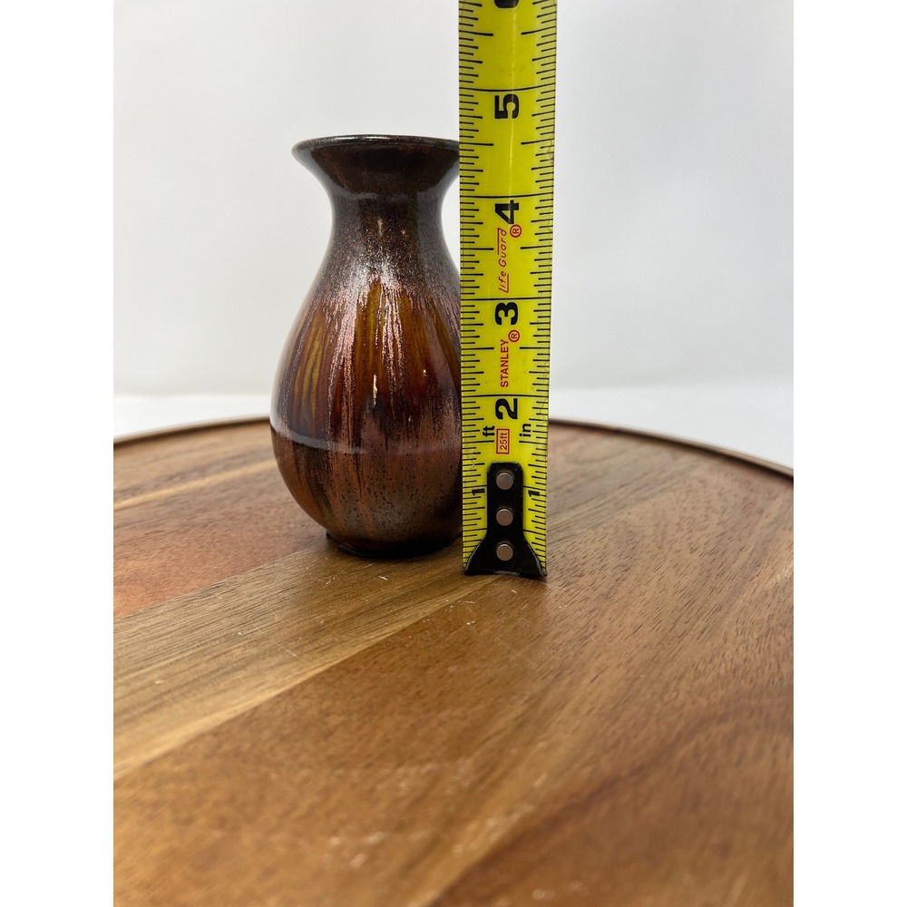 Small Ceramic Vase Earth Tones Glazed Home Decor Accent - Picture 9 of 9